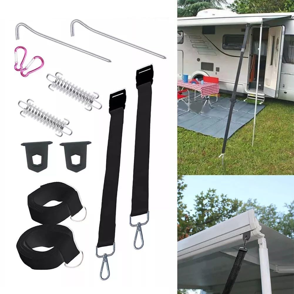 Markisen-Spanngurt-Set, Sturmgurte, für Wohnwagen, Wohnmobil, Markise, Sturmgurte, Outdoor-Camping-Werkzeug Auto & Motorrad