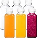 Norcalway Plastic Juice Bottles with Caps, Reusable Juicing Bottles, Clear Drink Containers with Lids for Juicing, Smoothie and Other Beverages - 12oz 6pcs