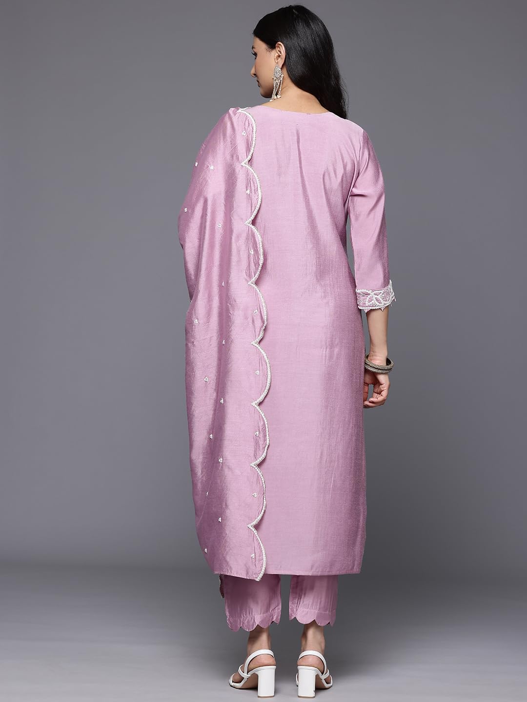 Varanga Womens Silk Blend Kurta Set  Elegant Mauve Silk Kurta For Festive & Special Occasions (Medium)