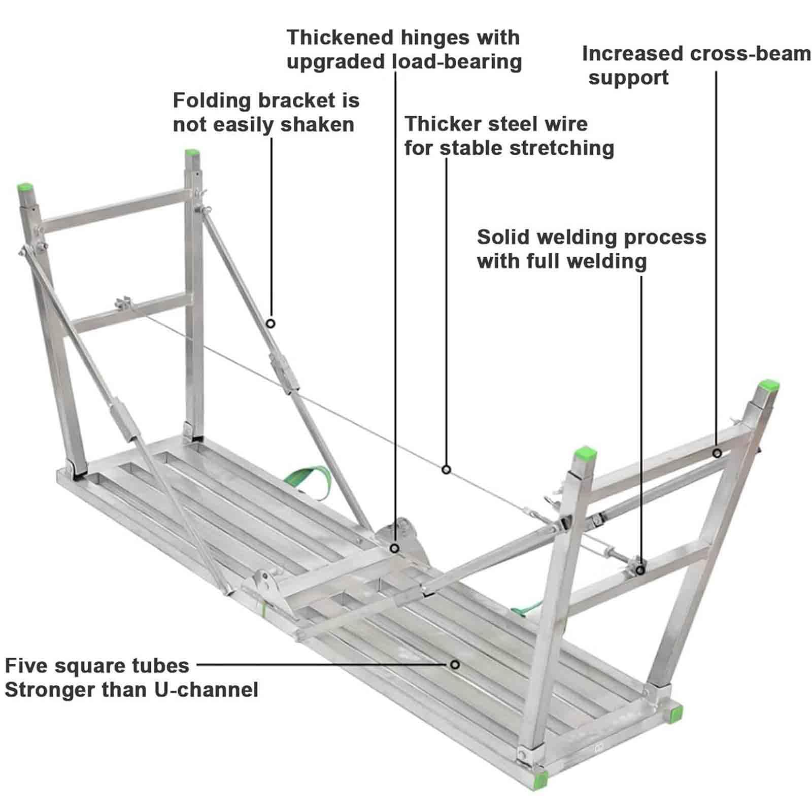 Rusztowanie aluminiowe, rusztowanie, do 150 kg odporne, kroki regulowane wysokość, drabina rusztowania, składana platforma robocza, rusztowanie, narzędzia, do dekoracji pokrycia,160cm