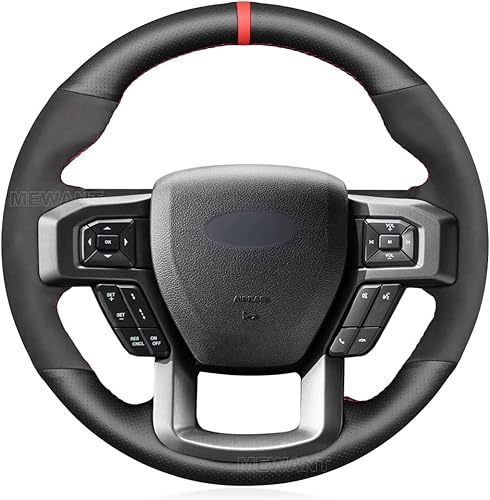 MEWANT F150 - Fundas para volante de automóvil Ford, cuero de gamuza cosido a mano para Ford F-150 Raptor 2015-2020