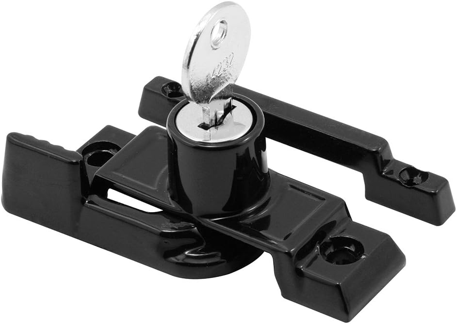 Prime-Line F 2583 Keyed Child-Proof Sash Lock, 2-1/4 In. Hole Centers, Diecast Zinc, Painted Black, (Single Pack)