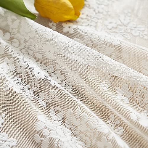 Yj Yanjun NK-KE-184 Lace Valances For Windows Ivory Antique Floral Cafe Sheer Lace Curtains Scalloped Valances thumb #3