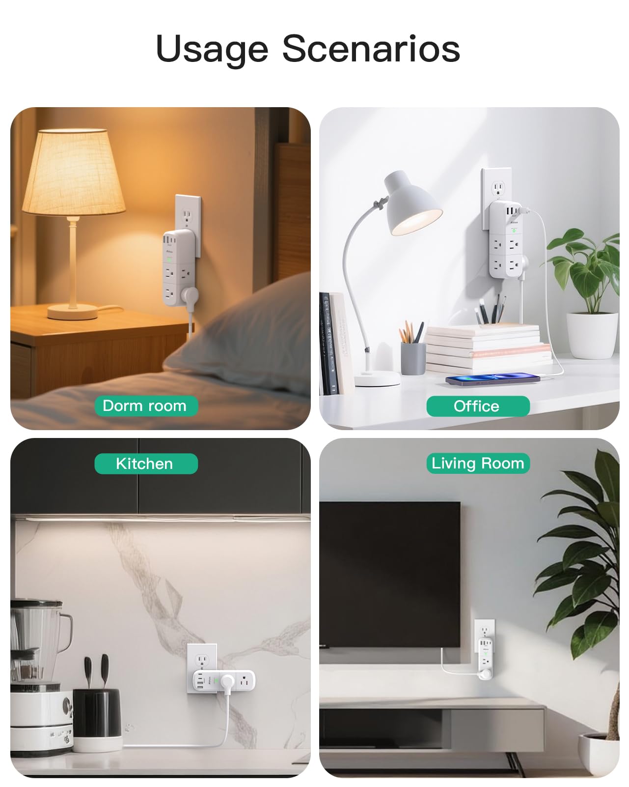 Surge Protector Outlet Extender with Rotating Plug 6 AC Multi Plug Wall Outlets and 4 USB Ports 1800 — view 8