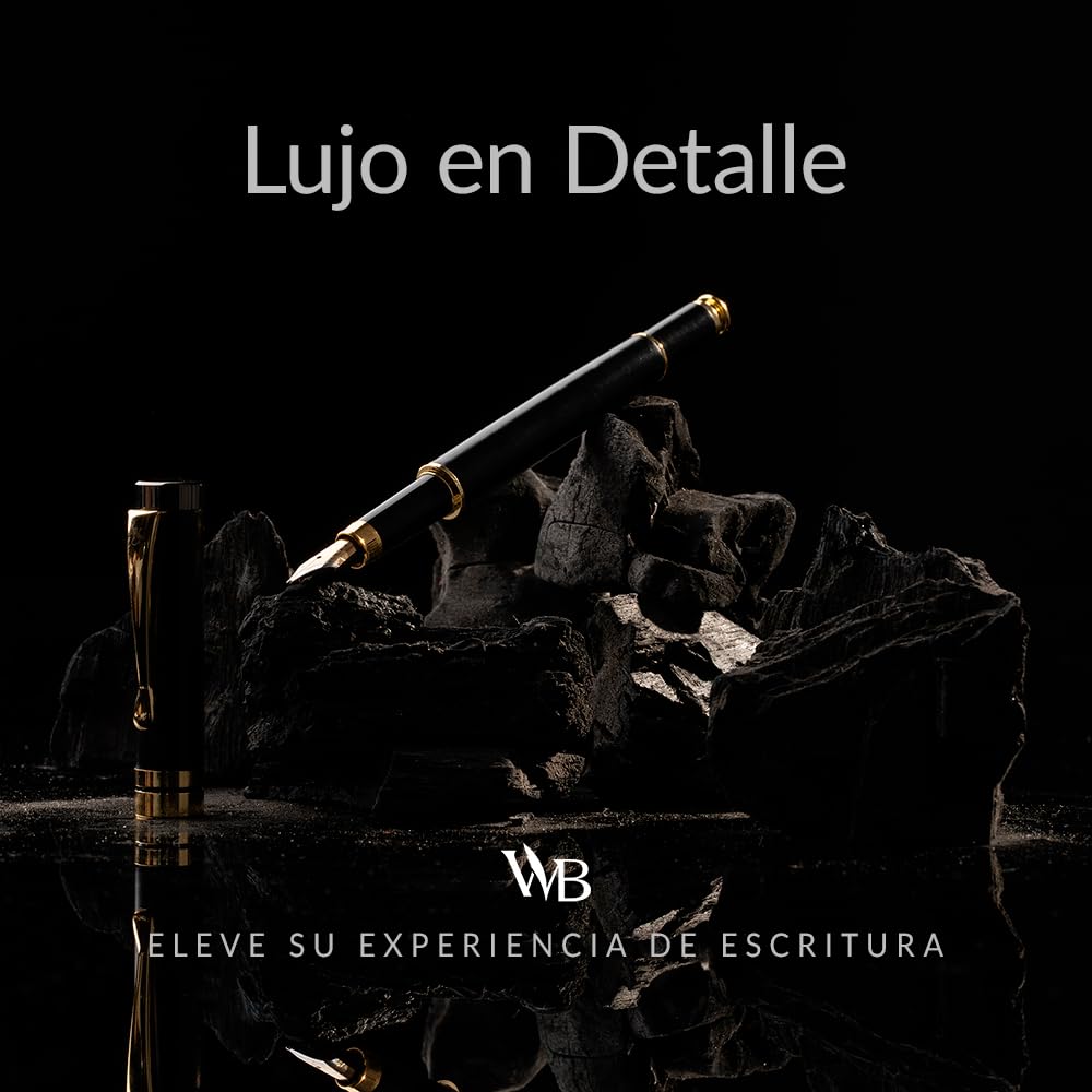 Wordsworth and Black's Pluma de caligrafía - Pluma estilográfica de madera de bambú - Convertidor de tinta recargable - escribir en diario, dibujar (Madera negra, estuche [punta mediana])