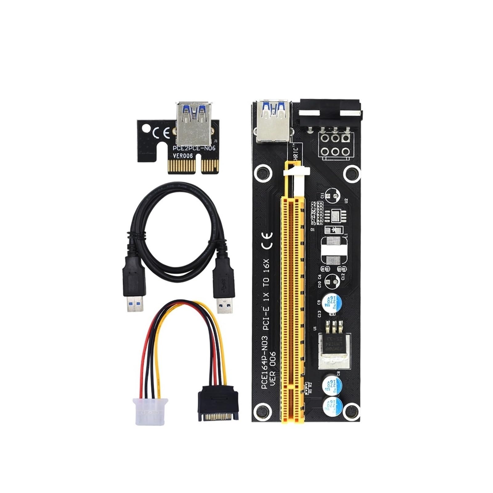 PCIE Riser 006. GPU. Riser compatible with scheda video PCI Express USB 3.0. Cavo al riser Sata. A 4pin PCI-E 1x a 16x compatible with mineraria Bitcoin(10PCS-blue)
