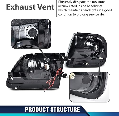 Miniatura 9 de PIT66 Lente ahumada carcasa negra reflector ámbar estilo relámpago LED DRL tira de faros delanteros y luces de estacionamiento de esquina compatible