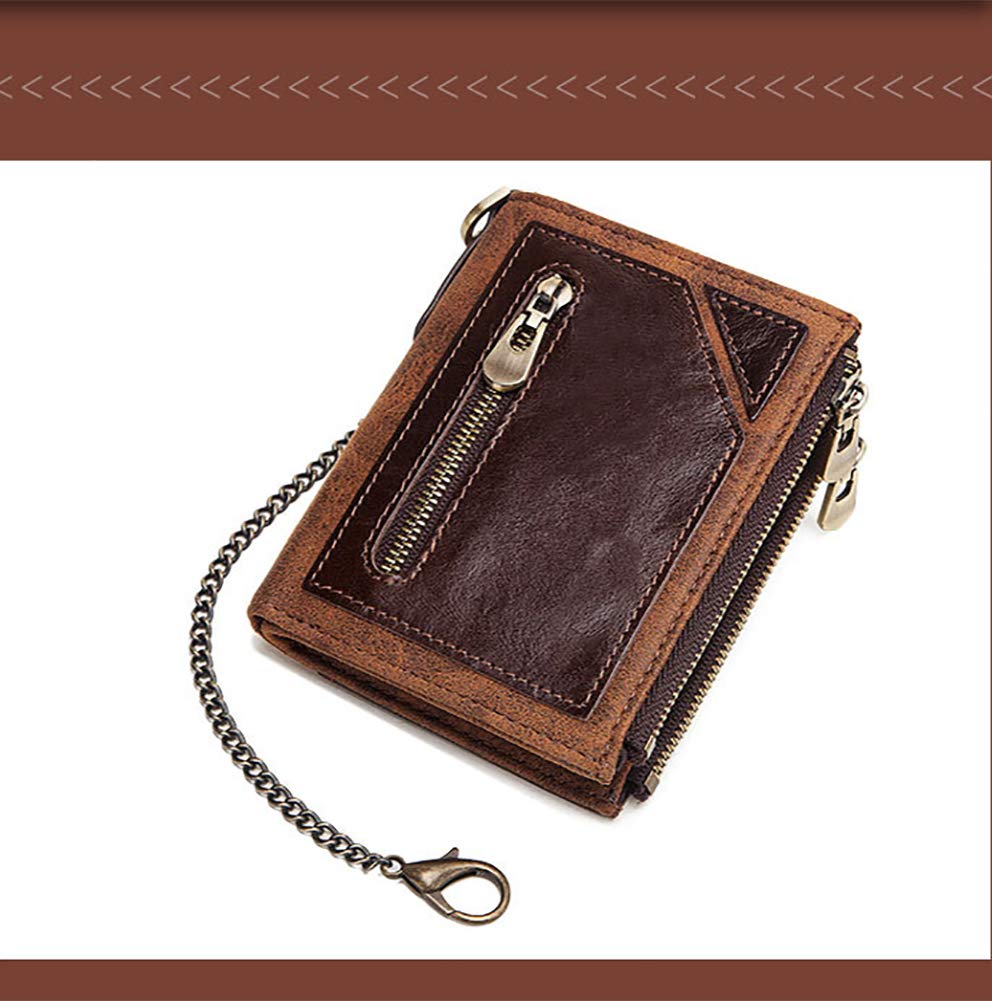 C- Herren Geldbörse Kette Leder Geldbörse Münzfach Herren Reißverschluss Geldbörse Anti Diebstahl Geldbörse für Herren Multi Karten Geldbörsen Brieftaschen,Nero