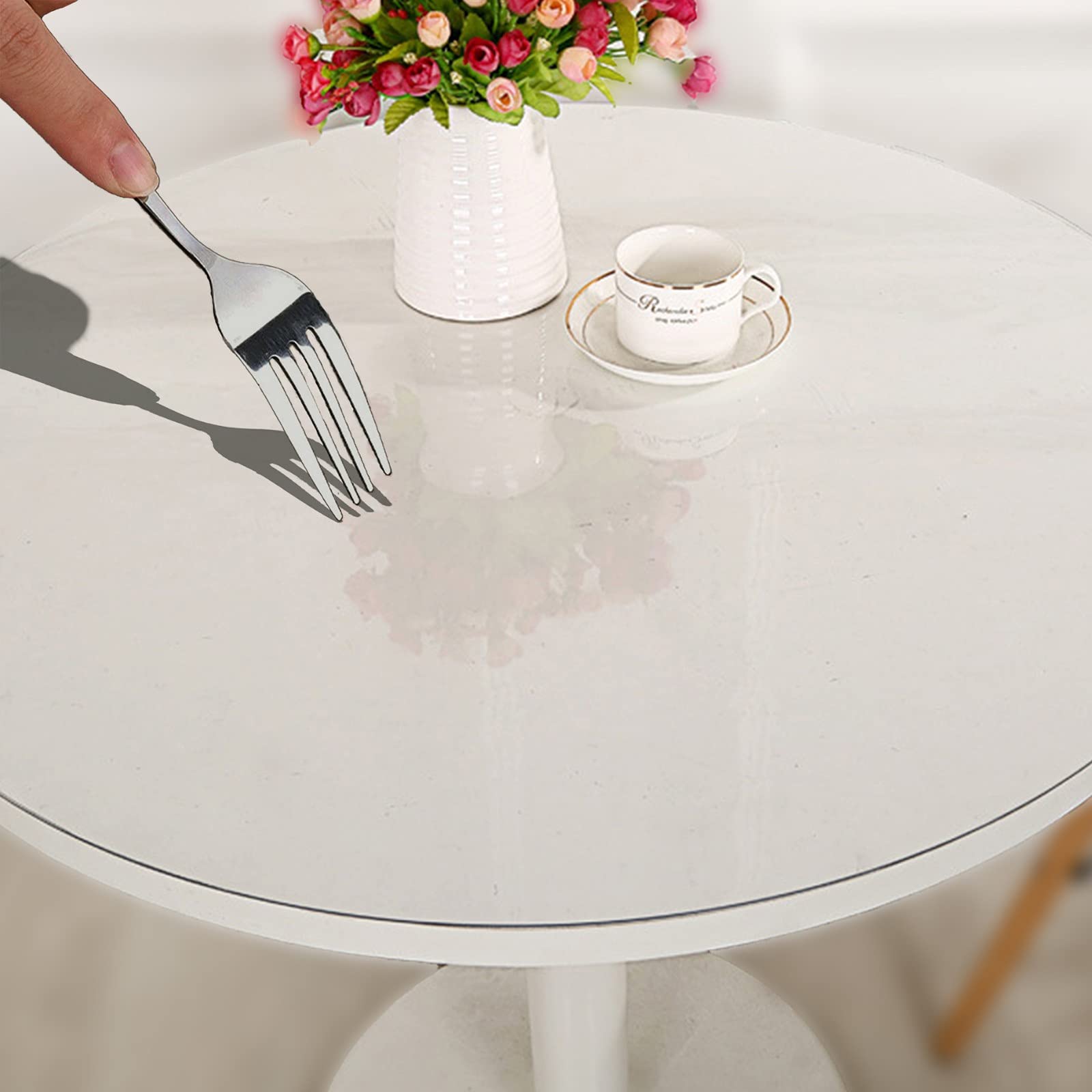 TMGJ Tischdecke Transparent Rund PVC Tischschutz Abwaschbar Wasserdicht Glasklar Folie Tischfolie Schutzfolie,UnterstüTzung Der Anpassung,Kann FüR Restaurantgarten Und Boden(1mm,125cm/50inch)
