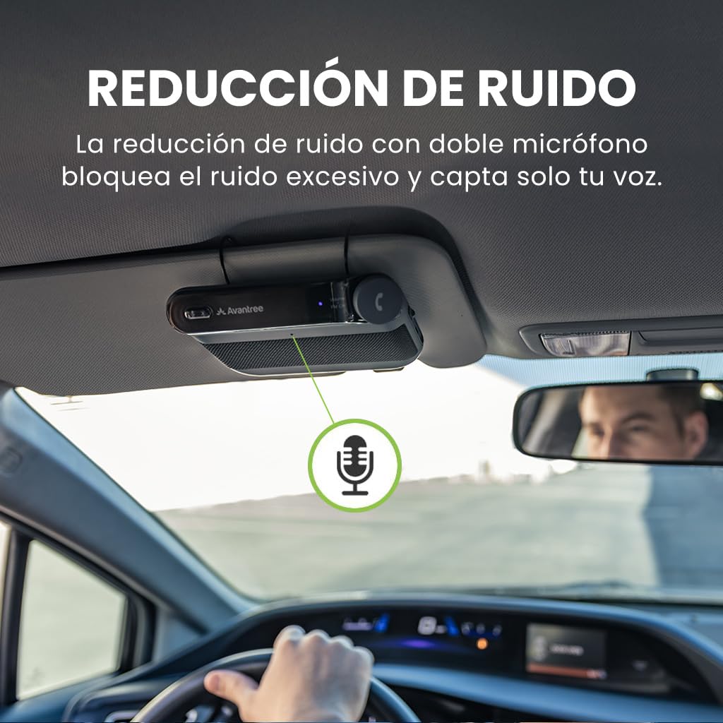 Avantree Roadtrip - Altavoz Bluetooth para Coche y Transmisor FM inalámbrico 2 en 1, con Altavoz Manos Libres de 6W, Micrófono Incorporado y Larga reproducción de 22 h