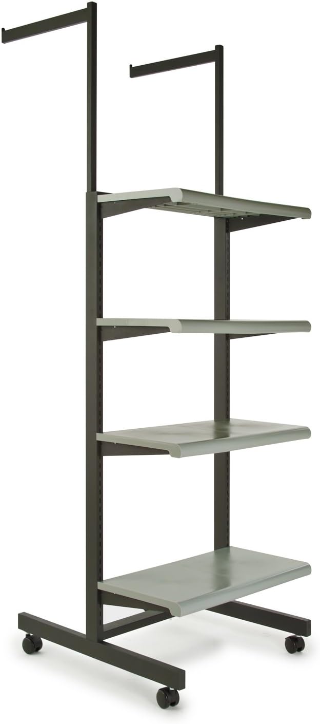 Econoco Frame with Rectangular Tubing, Black Frame (White Colored Shelves)