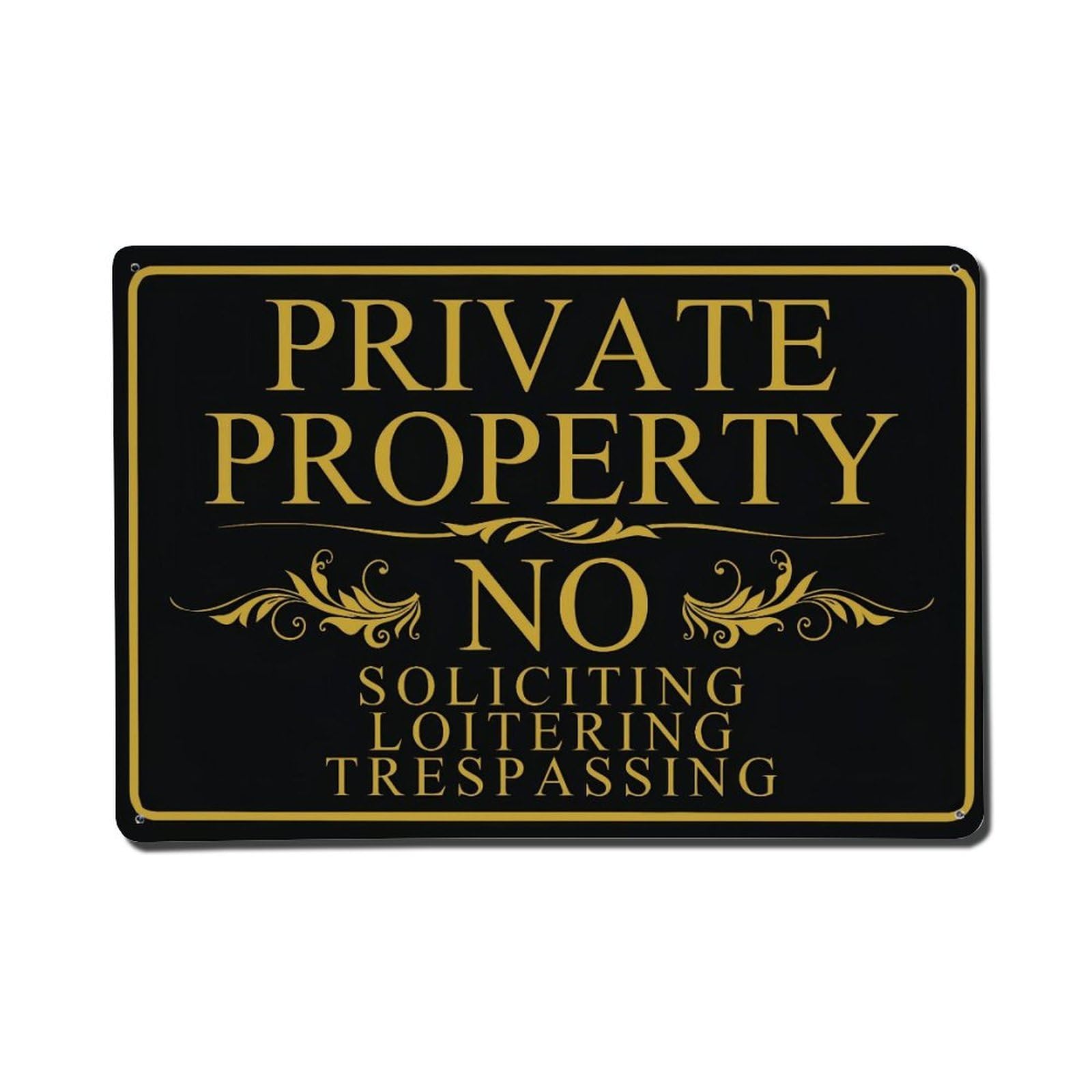 Private Property No Soliciting Loitering Trespassing Sign Vintage Aluminium Metal Sign, Retro Wall Decor for Home, Bar, Garage & Farmhouse 20x30cm
