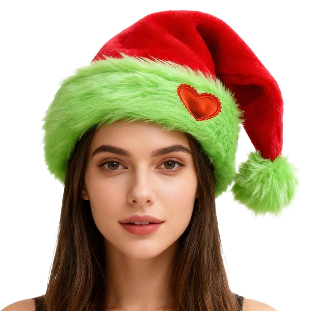 Wgudzpj Christmas Hat for Adult, Unisex Thicken Santa Hat for Christmas New Year Festive Theme Party Supply