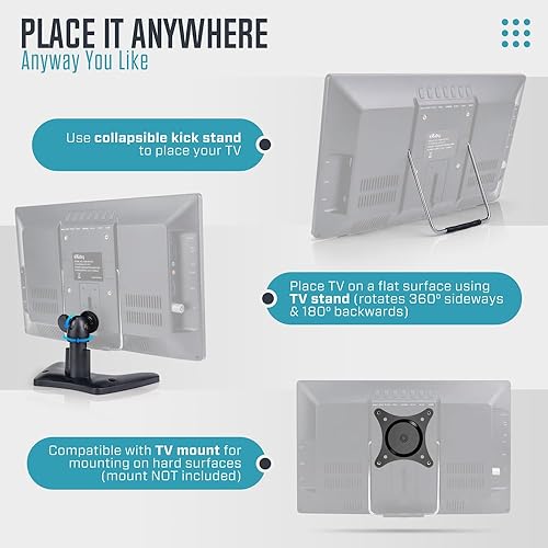 Miniatura 3 de Televisor portátil pequeño de 14 pulgadas para RV, cocina, dormitorio, soporte de TV o montaje en pared, incluye batería integrada y cargador de