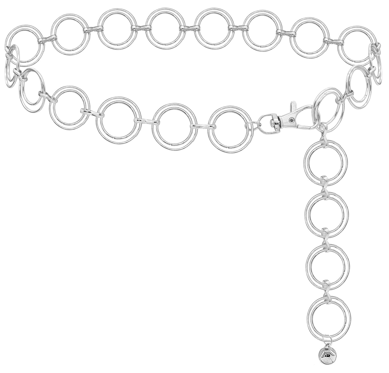 LIMHOO Metall Taille Kette für Damen Belly Link Kette Gürtel für Kleider (Silber 2 Groß)