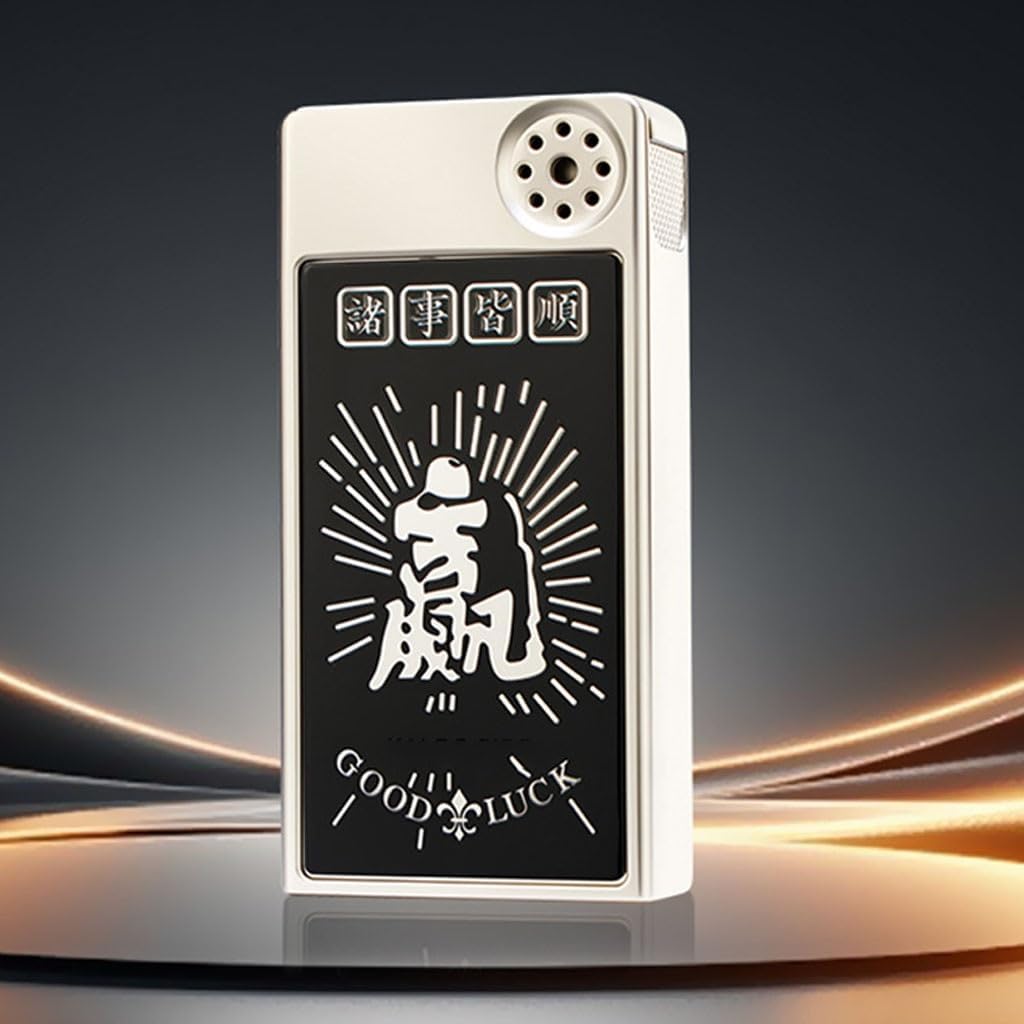Automatic Mechanical Kerosene Lighter Smart Voice-Activated Metal Open Flame Lighters Soft Flame(Silver 2)