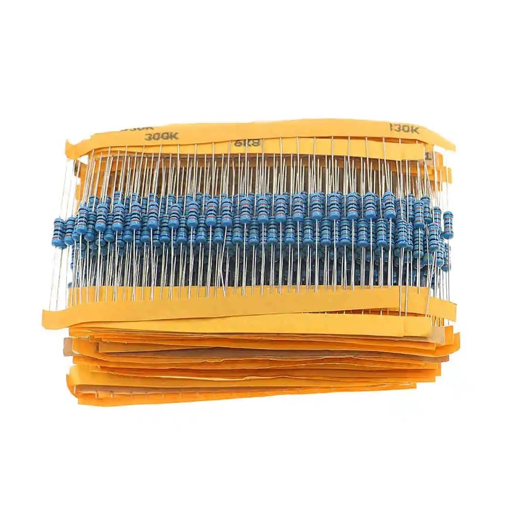 1000Pcs/lot 50Values x 20pcs 1% 0.1 ohm~4.7M ohm 1/2W 0.5W Metal Film Resistor Assorted Kit Package