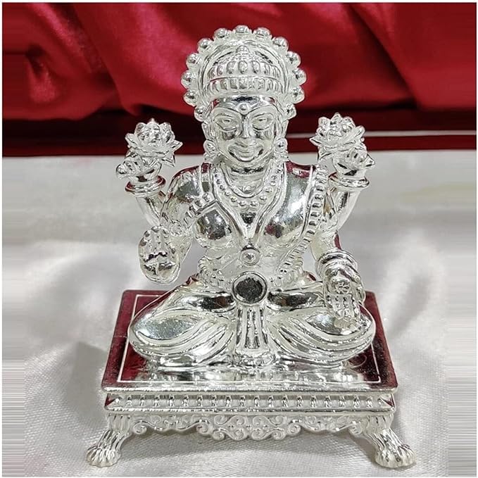 Statue de la déesse Lakshmi en argent pur 925 ciselé main