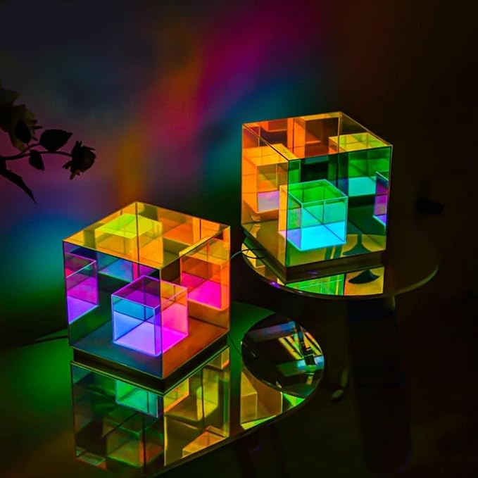 HENIRAG Infinity Cube Light - Infinity Lamp for Bedroom, Living Room, Gamer Room - 3D Infinity Light for USB Powered, Color Changing Eye-Catching Table RGB LED Lamp