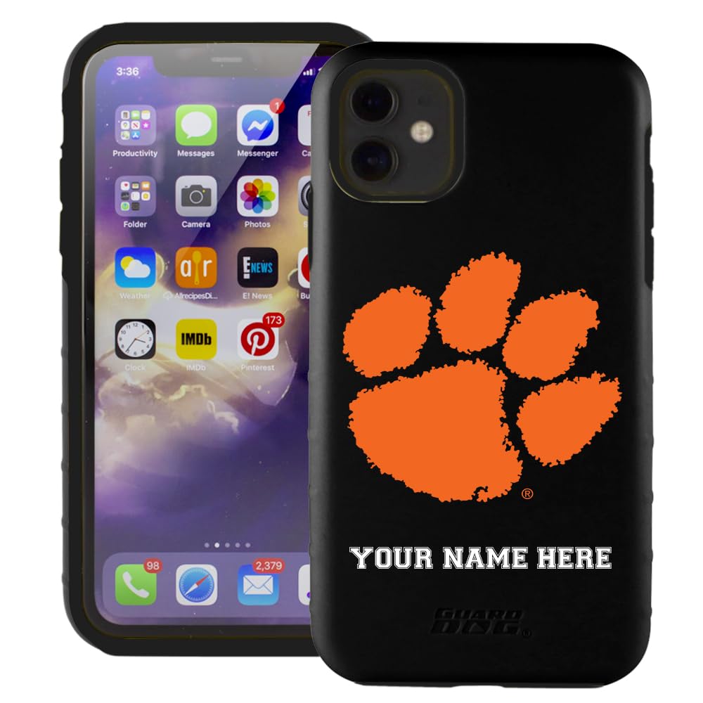 Guard Dog Case Compatible with iPhone 11 - Military Grade - Rugged Two Piece Protection - Collegiate Licensed - Clemson Tigers - Personalized