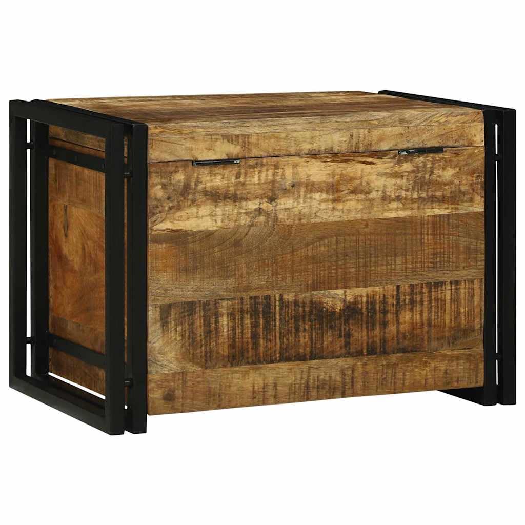 Aufbewahrungsbox Massivholz Mango 60x40x41 cm | Rustikales Design Braun Schwarz, Eisenrahmen, für Wohnzimmer, Decken Magazine