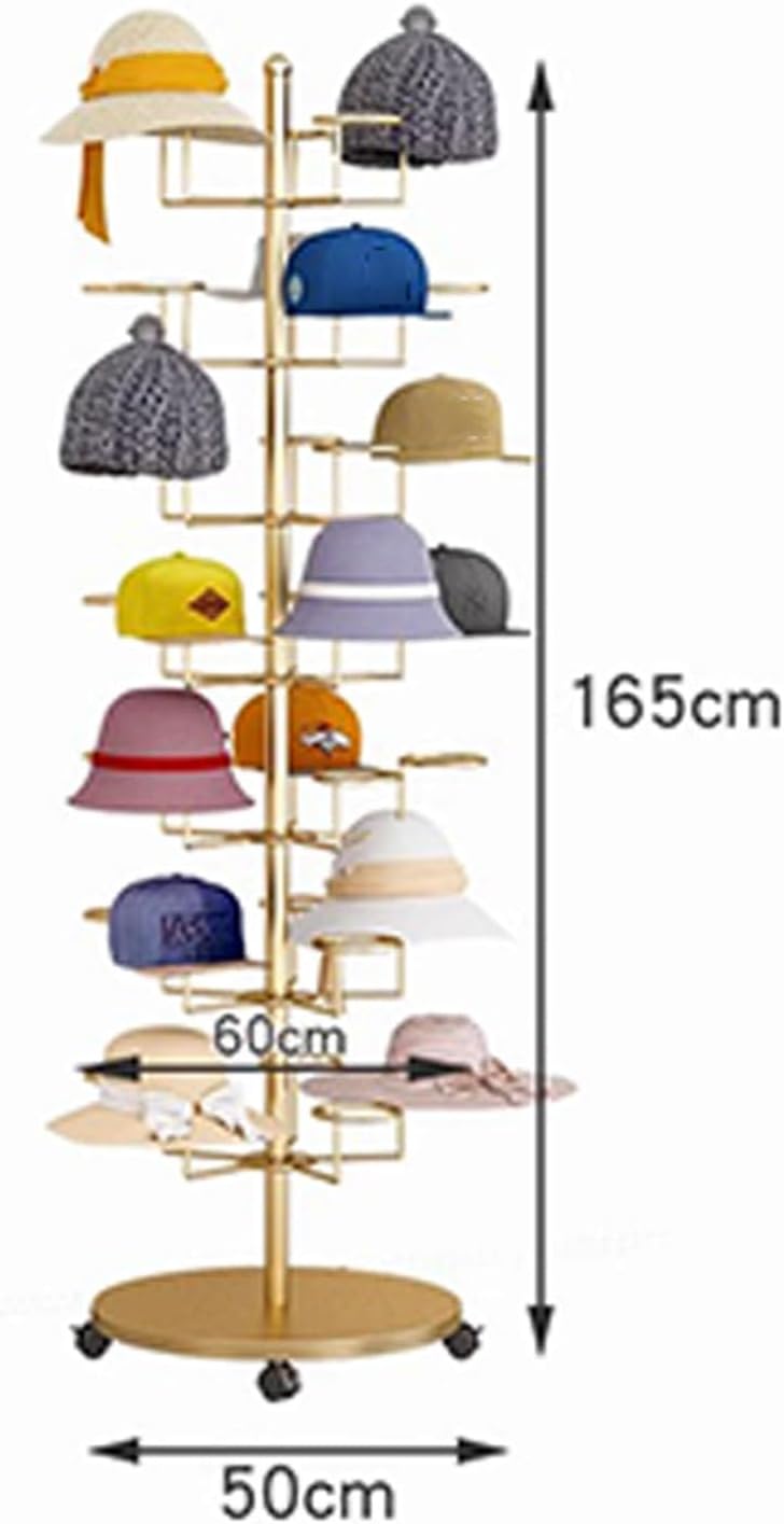 Hat Rack Hat Rack Stand Baseball Hat Holder Hats Display Rack,Rotating Retail Hat Rack Stand,Multi LayerRotating Hat Display Stand，Freestanding Large Floor for Retail Use for Hats, Wigs Helmets
