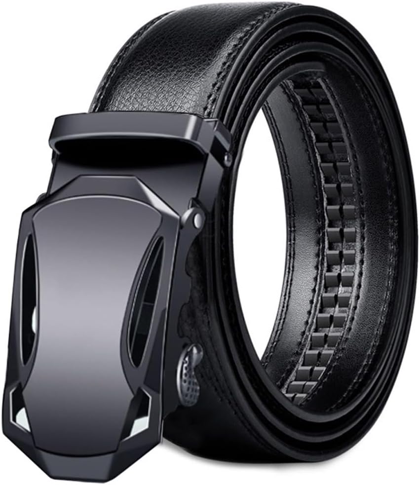 WOLEN] GDDZA 黒の自動バックルのメンズ ベルト、ダブル エッジと耐傷