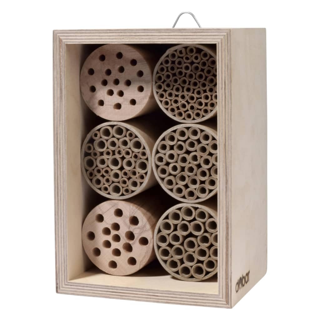 dobar 28450e - Casetta Professionale per Insetti per api Selvatiche, con tubetti di Carta, 16 x 12,5 x 23 cm, in Betulla Naturale