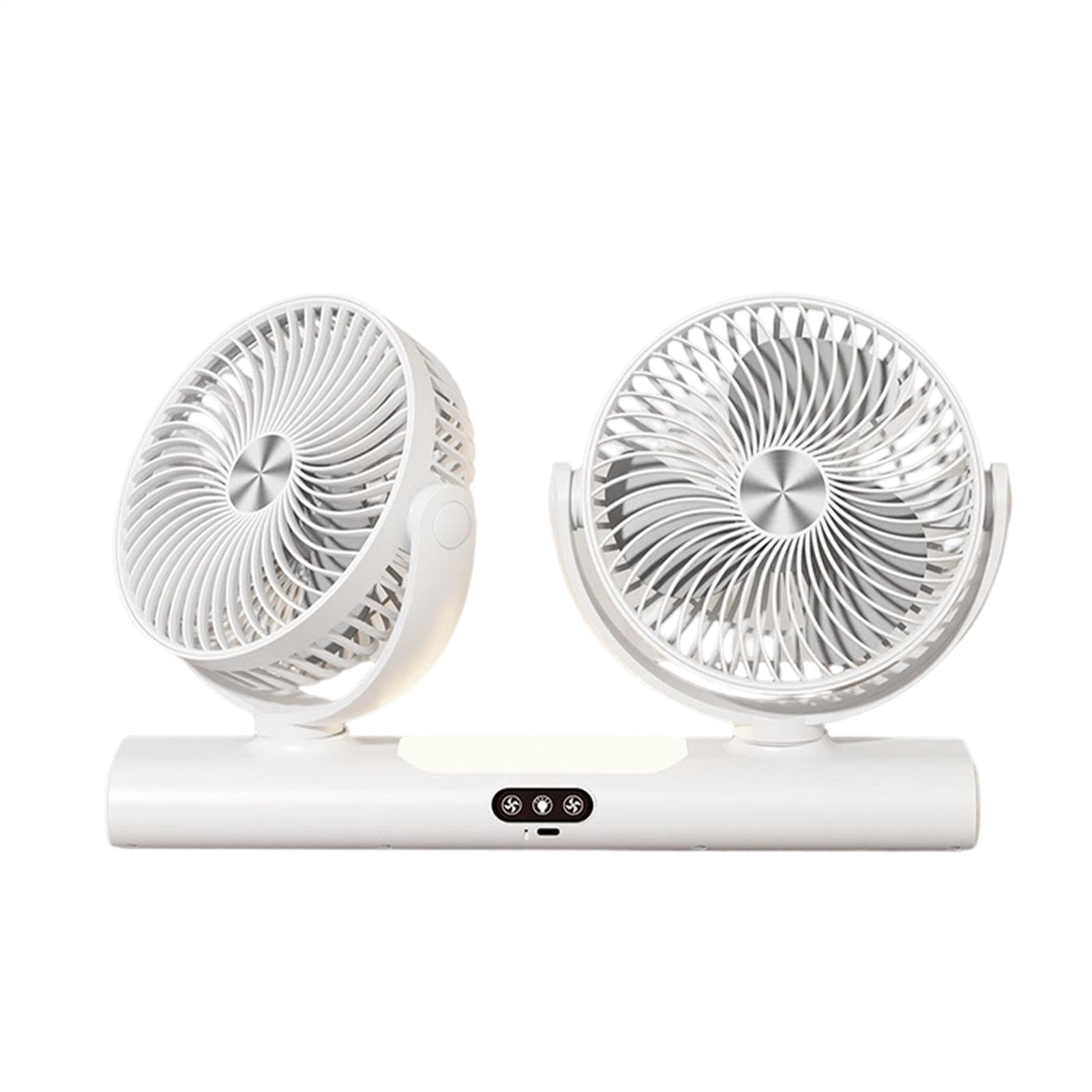 Ventilatore Da Scrivania Dispositivo Ricaricabile A Doppia Testa Con | Ventilatore Da Scrivania Con LED Per Camera Da , Dormitorio, Palestra, Tenda, Campeggio, Soffitto