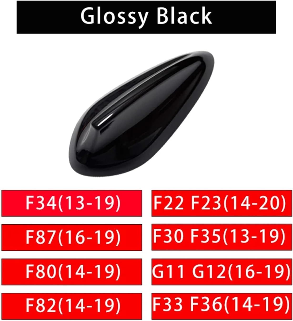 Gloss Black Shark Fin Antenna Cover Compatible for BMW F22 F30 F34 123457 Series X1 X3 F80 F87 F32 F36 F82 G11 G20 G12 G30 M2 M3 M4(Glossy Black A)