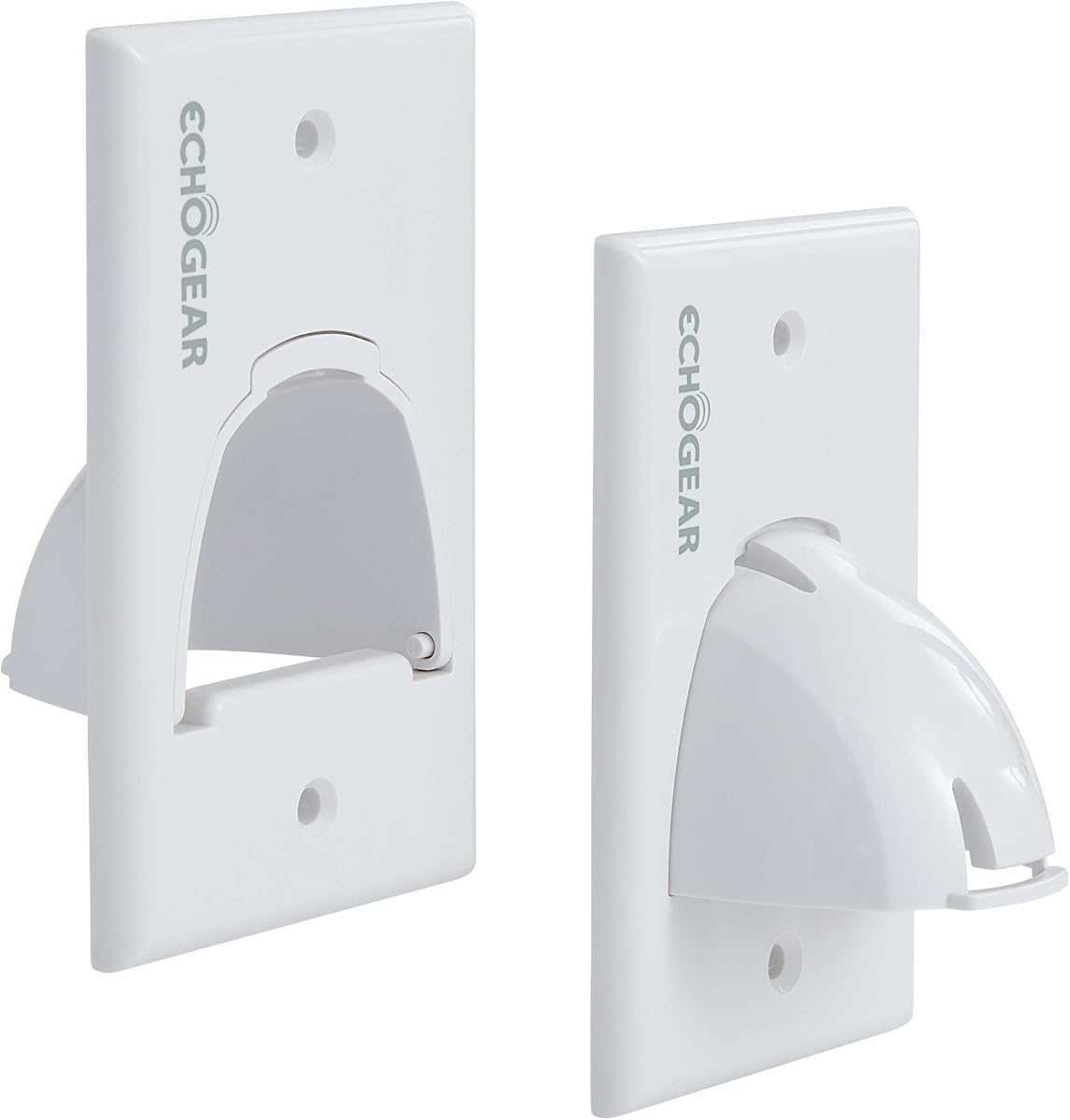 White In-Wall Cable Hider - Single Gang Pass-Through Pair - Manage 8 Low Voltage Cords - Quick Install with Wall Template