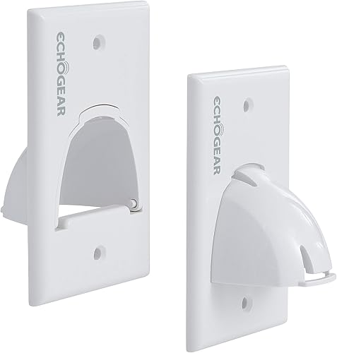 ECHOGEAR Ocultador de cable blanco en la pared, par de paso de una sola banda, gestiona 8 cables de bajo voltaje, instalación rápida con plantilla