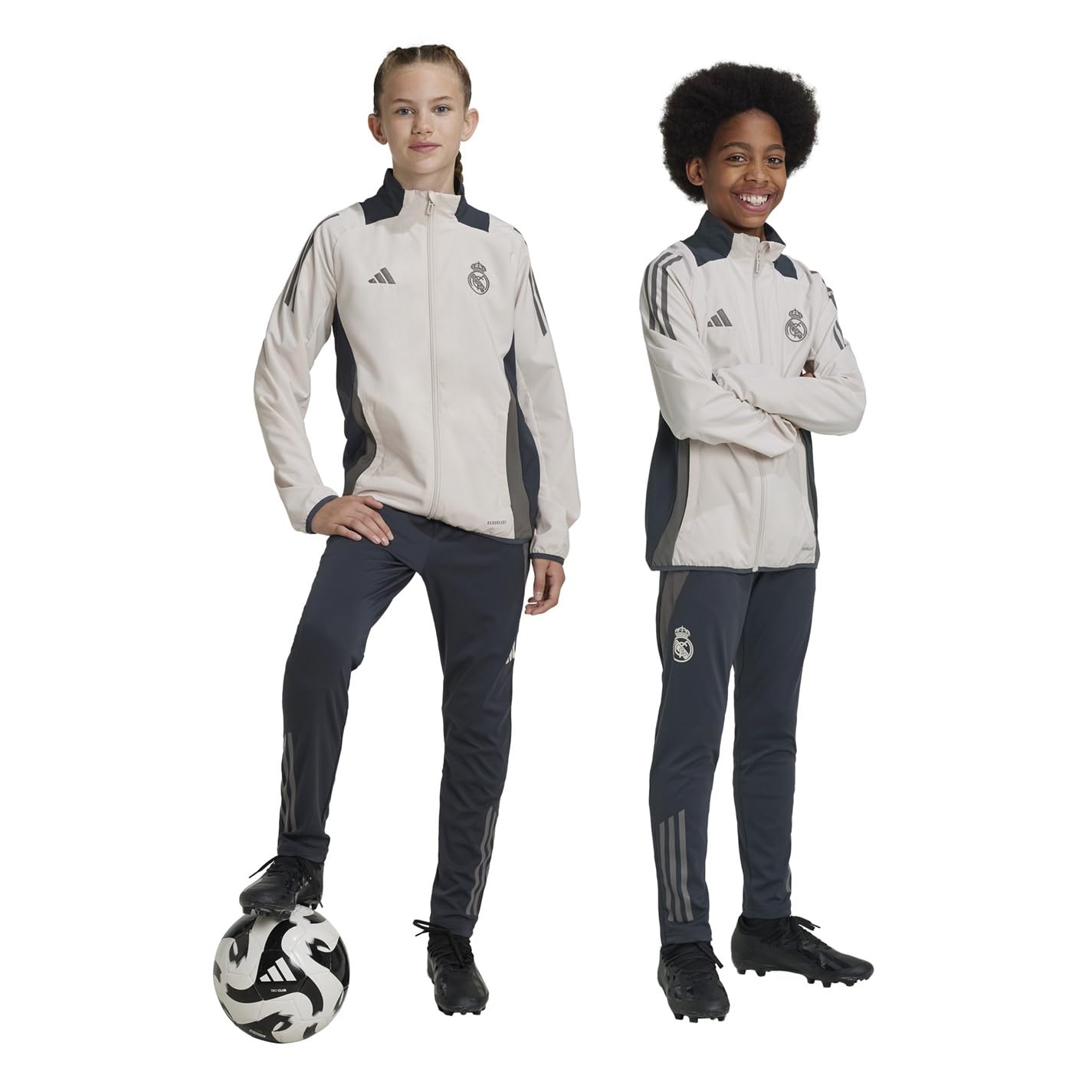 adidas Real Madrid - Pantaloni da allenamento per bambini, colore: Grigio Junior 24/25