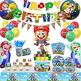 Super Mario Birthday Party Supplies,All-in-One Pack Mario Party Supplies Included Super Mario Bros...