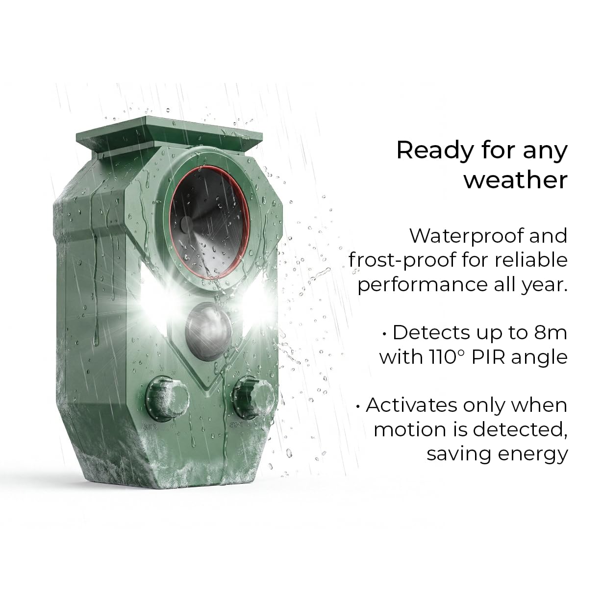 Fox & Cat Repellent for Gardens UK – Rechargeable Ultrasonic Animal Deterrent with Motion Sensor, Solar Powered & Rechargeable with USB-C, No-Spray Humane Protection | IP65 Rated - 2 Years Warranty - 4