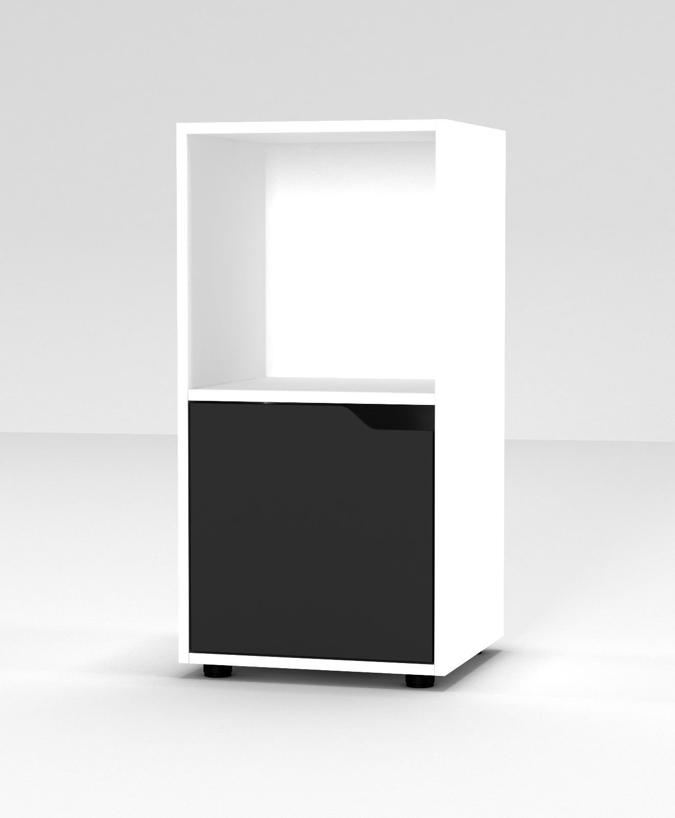 URBNLIVING Wooden White 2 Cubed Bookcase With 1 Black Door