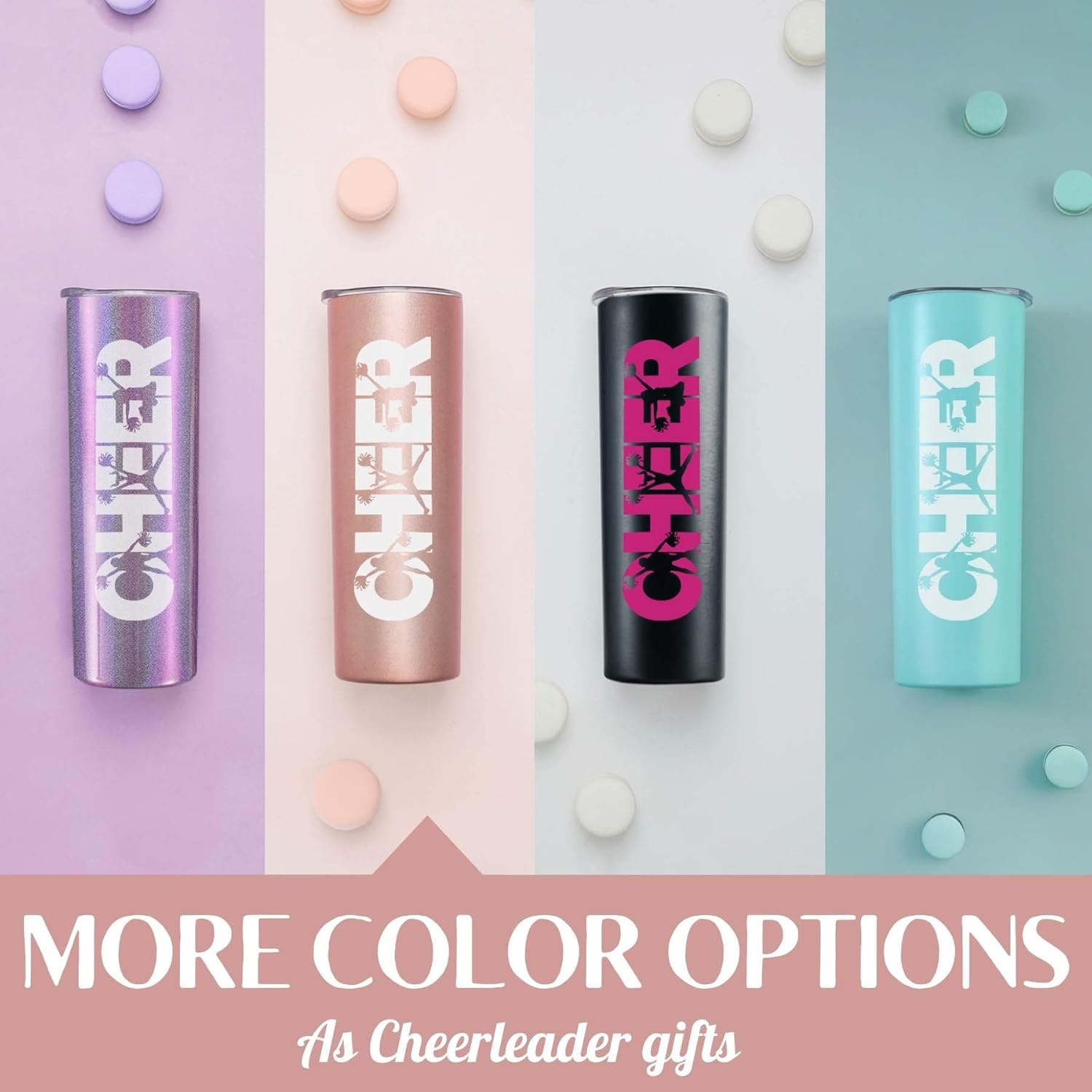 Onebttl Cheerleader Skinny Tumbler Gifts For Girls - Cheer - 20oz/590ml Stainless Steel Insulated Tumbler with Straw, Lid - Gift for Cheerleading or Cheer Squad - (Rose gold) - Image 4