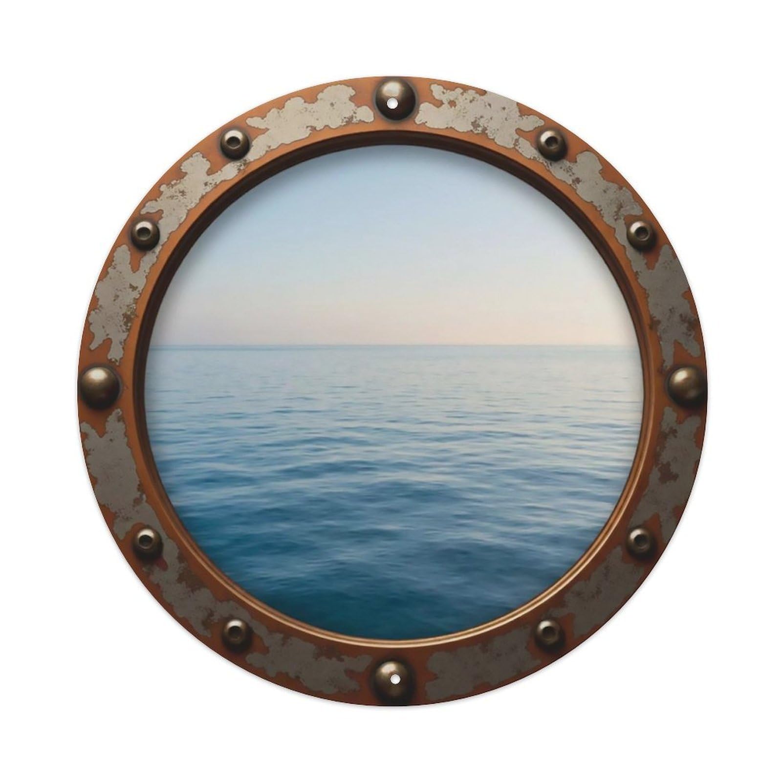 Vintage Porthole Gentle Ripples Nautical Window View Metal Tin Sign