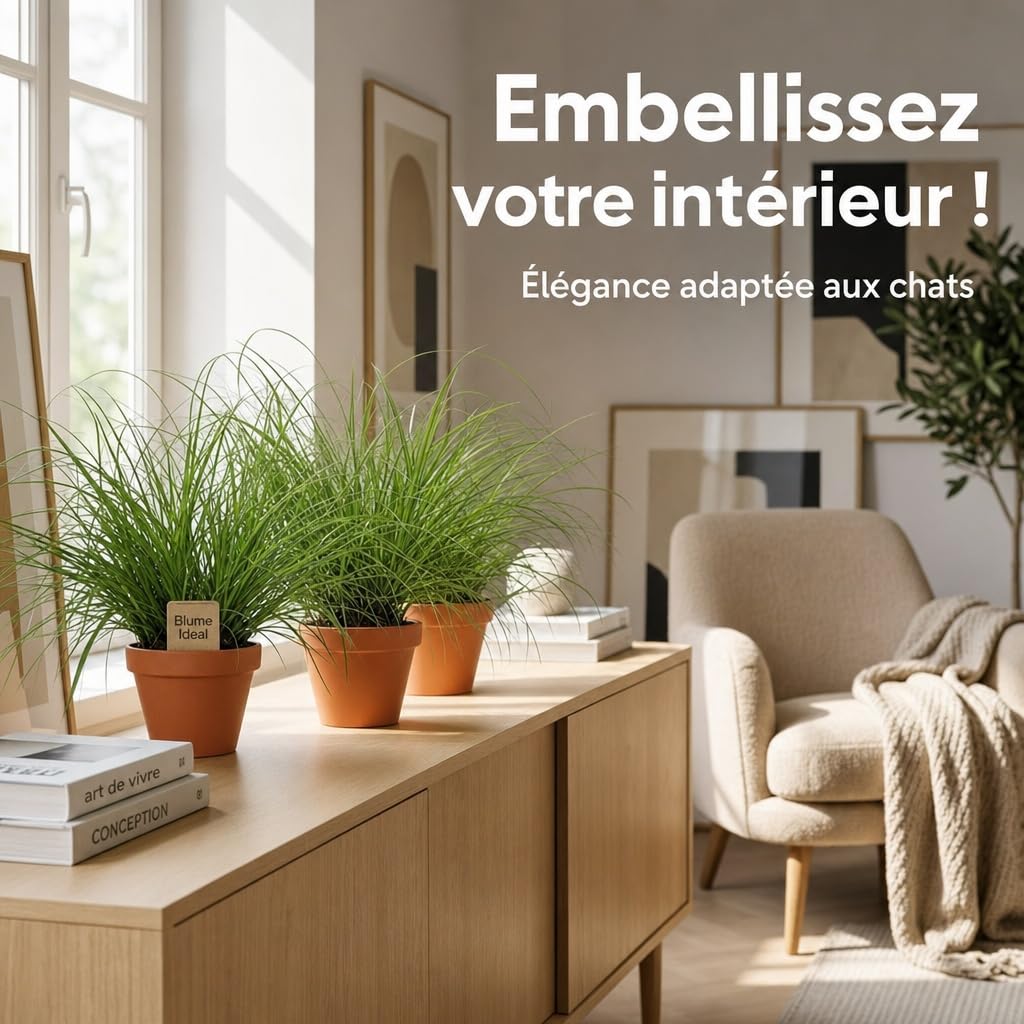 Lot de 7 plantes “Herbe à chat”, +/- 20–30 cm, ø 10–15 cm pot, 7x Herbe à chat pour la maison et le bureau, non toxique & sans danger pour les animaux, qualité du professionnel des plantes