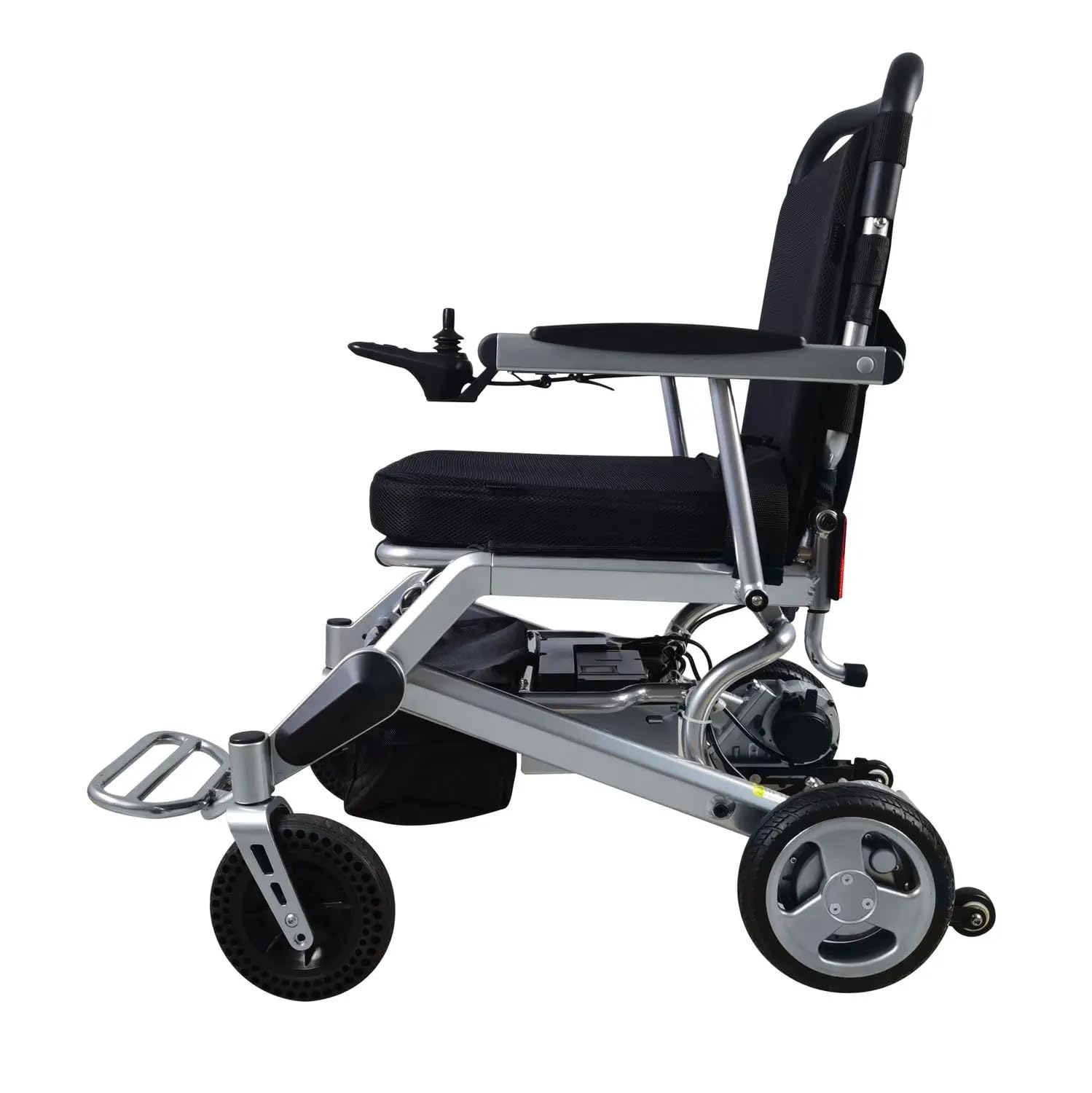 Plus SALUD - Silla de ruedas eléctrica plegable, doble motor 250 W, autonomía 18 km, batería 24 V, compacta y manejable, uso interior/exterior
