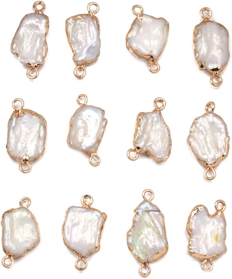 Pearl Connectors,5 Pcs Natural Freshwater Pearl Links Pendant Connectors with Golden Edge Wrapped Iron Findings Connectors Charms for Jewelry Making DIY Handmade Accessories - Image 2