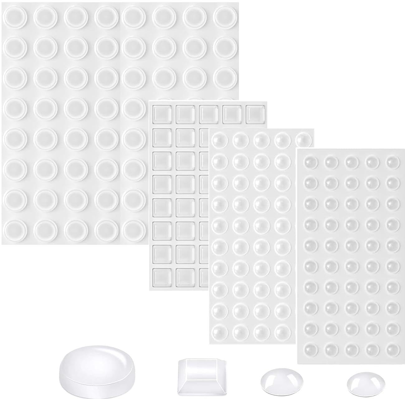 Uni-Fine Shop Transparent Uni-Fine 204 Elastic Bumpers, 4 Sizes, Protective Bumpers, Furniture Bumpers, Rubber Bumpers, Self-Adhesive, Door Dampers, Door Buffer For Doors, Cabinet Doors, And Furniture