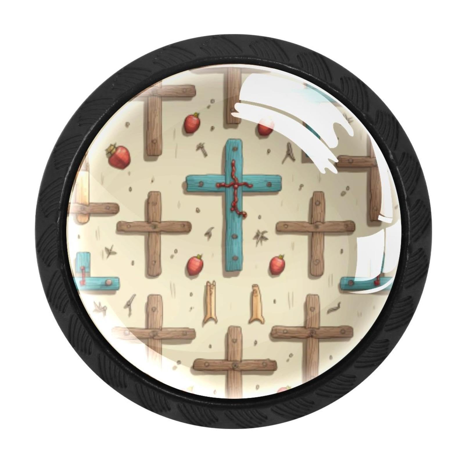Chenzzzz Multicolored 08 4 Pieces Round Cabinet Knobs Easter Cross Dresser Knobs Pulls Handles With Screws For Drawer Pulls Handles Knobs Door Knobs