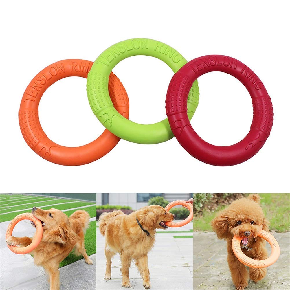 MU Pet Flying Dischi Flying Eva Dog Addestramento Anello Estrattore Resistente Morso Galleiante Giocattolo Giocattolo Puppy Outdoor Interactive Game Playing Prodotti Fornitura,Rosso,Piccolo