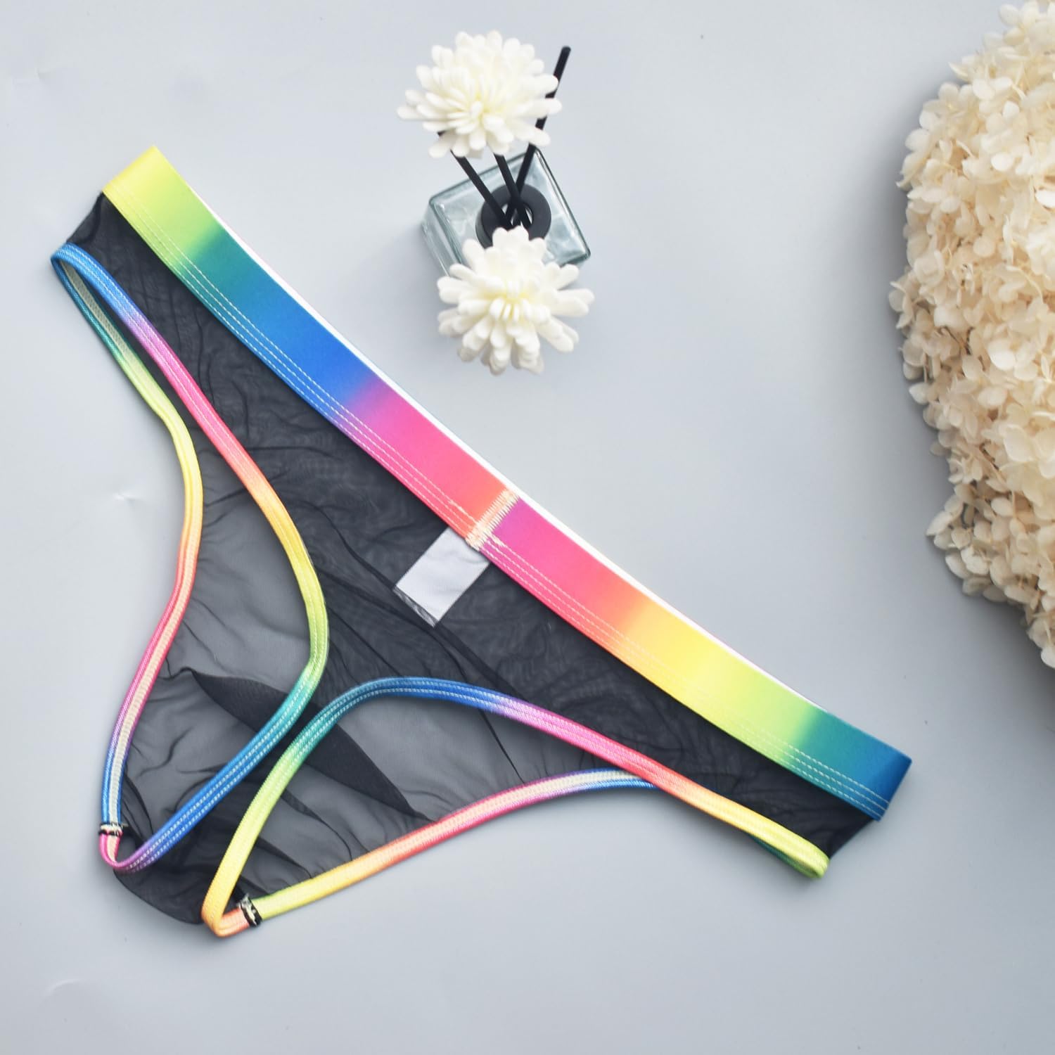 Men's See Through G-String Thong Underwear Mesh Sheer Bulge Pouch T-Back Underpants 3 Pack