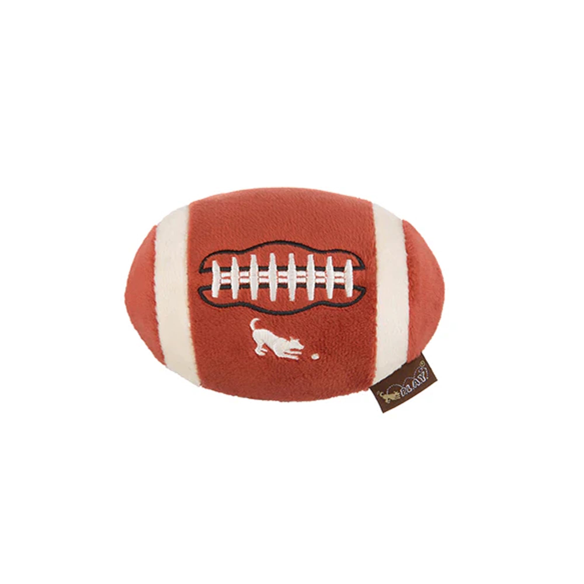 P.L.A.Y. PET LIFESTYLE AND YOU | Plush Dog Toy – Football from Back to School Collection | Durable, Eco-Friendly, Double-Layered, Machine Washable, Fun Squeaky Toy for Pets