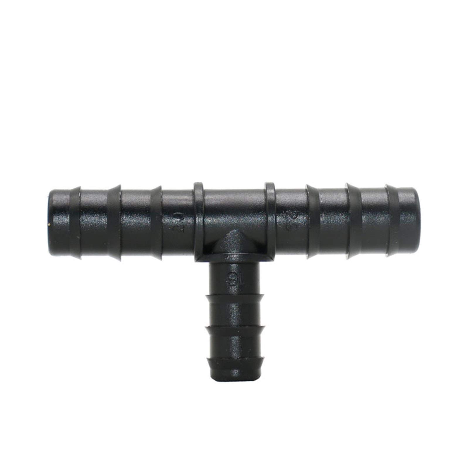 Adaptador de Manguera Doméstica Distribuidor de Manguera de Jardinería de 3/4 "A 1/2" Conector en T Reductor de 3 Vías Conector de Púa en T para Manguera de 20 Mm a 16 Mm 50 Piezas/Negro