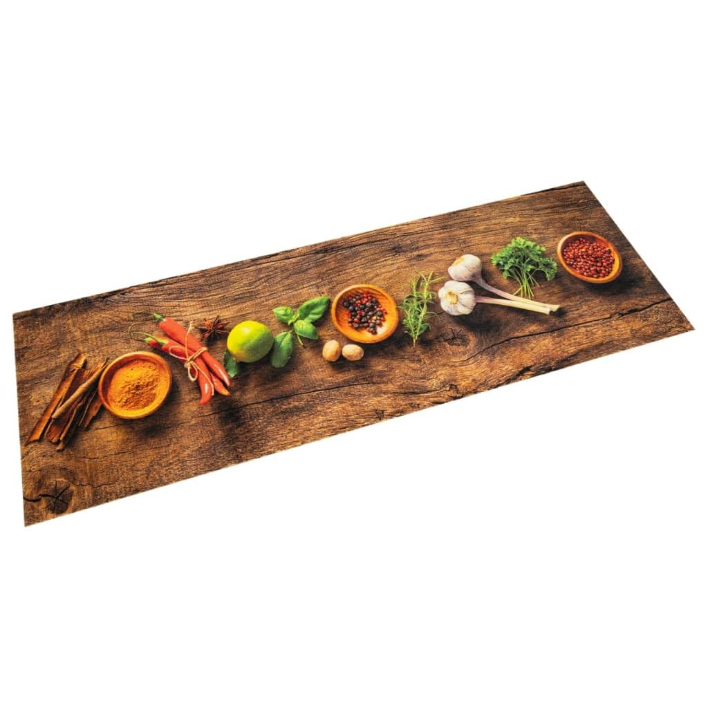 SKM Küchenteppich Waschbar Gewürze 60x300 cm Samt,Heim & Garten,Dekoration,Fußmatten,Braun,3.27KG,4005607