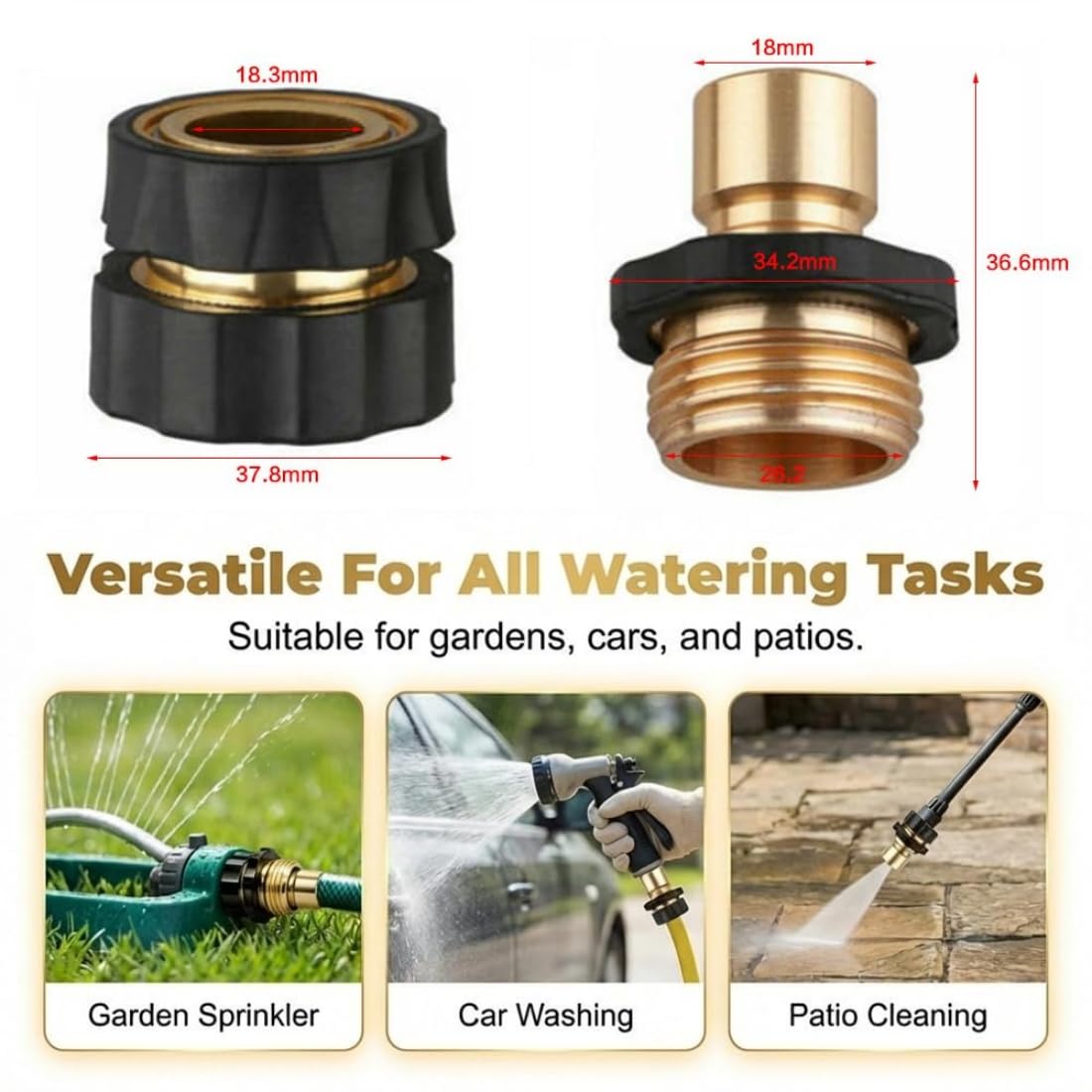 Connettore rapido per tubo da giardino da 3/4", raccordi per tubi a connessione rapida, raccordi a connessione rapida, adattatore per tubo dell'acqua a sgancio rapido maschio e femmina (4 pezzi)