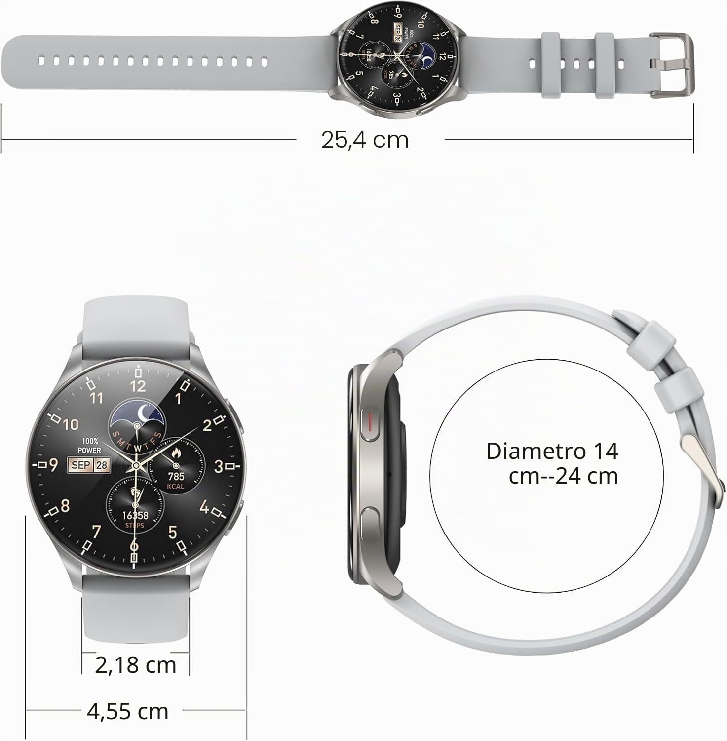 IOWODO Smartwatch Elegante con Display AMOLED 1,43", Chiamate Bluetooth, Orologio Intelligente Uomo Donna IP68, Monitoraggio Salute e Sonno, 110+ Sport, 2 Cinturini, Android iOS